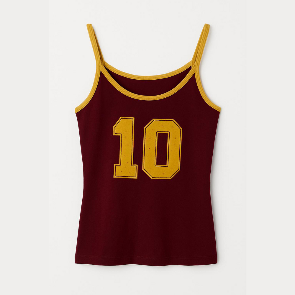 Burgundy and Yellow Numbered Tank Top